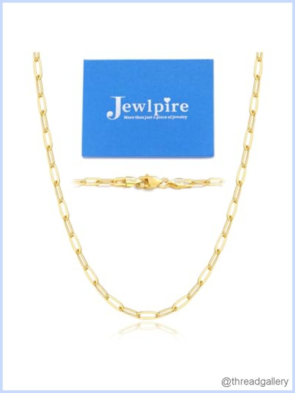 14K Gold Plated 925 Sterling Silver Paperclip Chain Necklace Women Layering